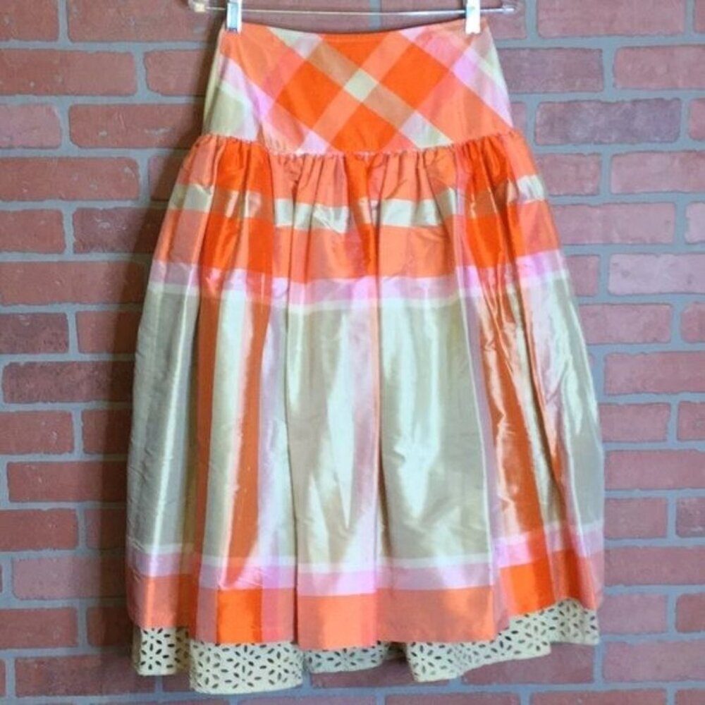 Ron Leal Womens Silk Skirt Full Layered Crinoline Size 6 Eyelet Poofy